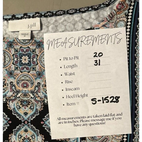 2/$30 J Jill Tunic Top Size M Multicolor Paisley Boho Western Stretchy Flowy - Picture 3 of 11